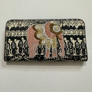 Sakroots Slim Embroidered Elephant One World Bifold Wallet Billfold Boho